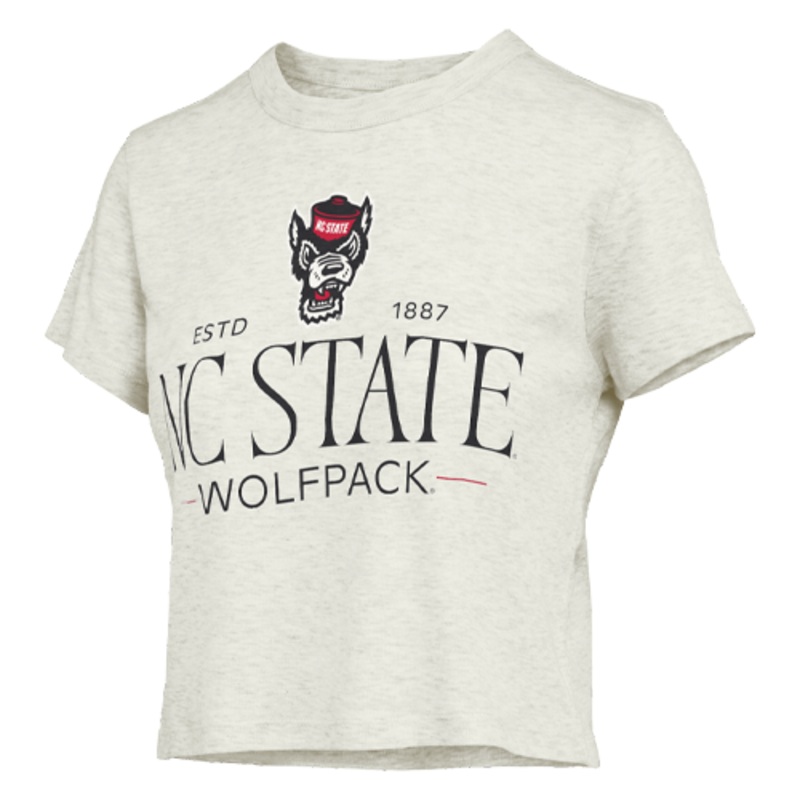 NC State Wolfpack Women’s Danni Oatmeal Semi-Fitted Waist Length T-Shirt