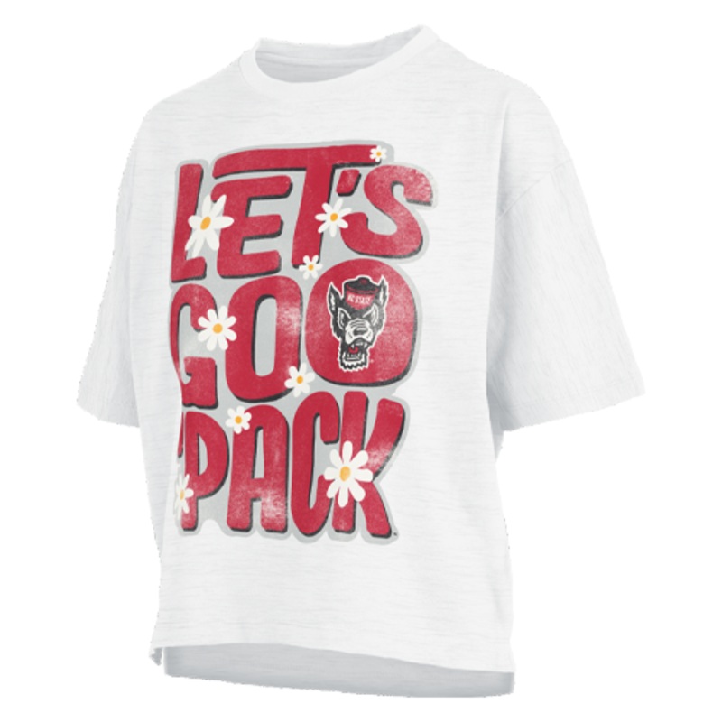 NC State Wolfpack Women’s Johanna White Waist Length Oversized T-Shirt