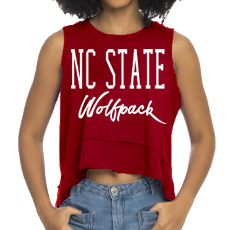 NC State Wolfpack Women’s Red Flowy Script Tank
