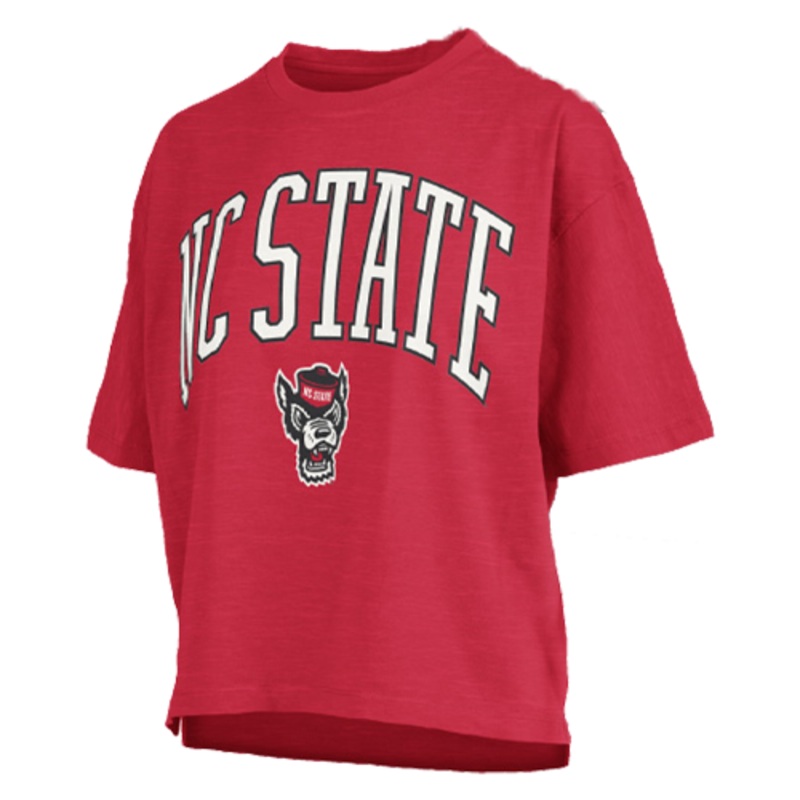 NC State Wolfpack Women’s Red Nelson Waist Length Oversized T-shirt