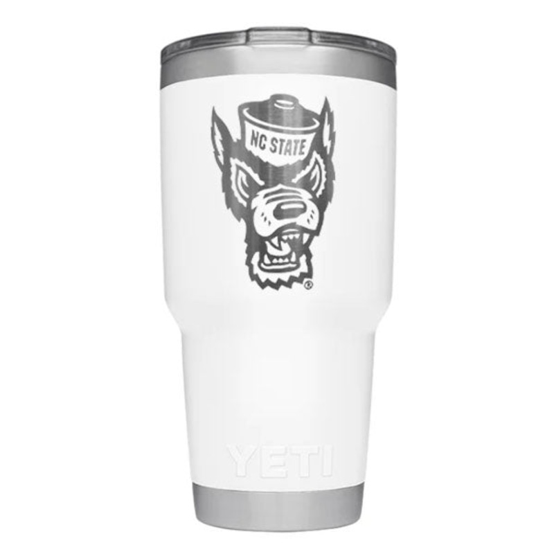 NC State Wolfpack Yeti White Wolfhead 30oz Tumbler