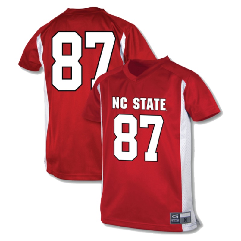 NC State Wolfpack Youth Red and White #87 Football Jersey