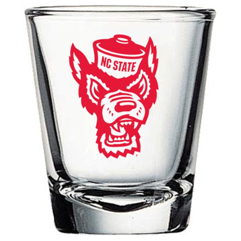 NC State Wolfpack 1.5oz Shot Glass With Red Wolfhead and Red NC State