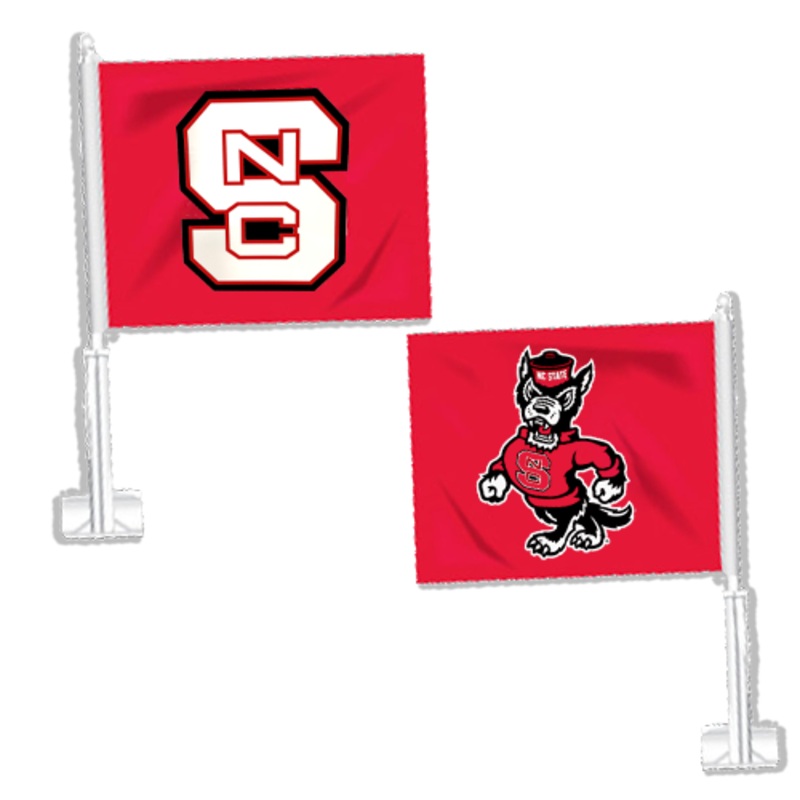 NC State Wolfpack 11×16 Red Double Sided Block S and Strutting Wolf Car Flag