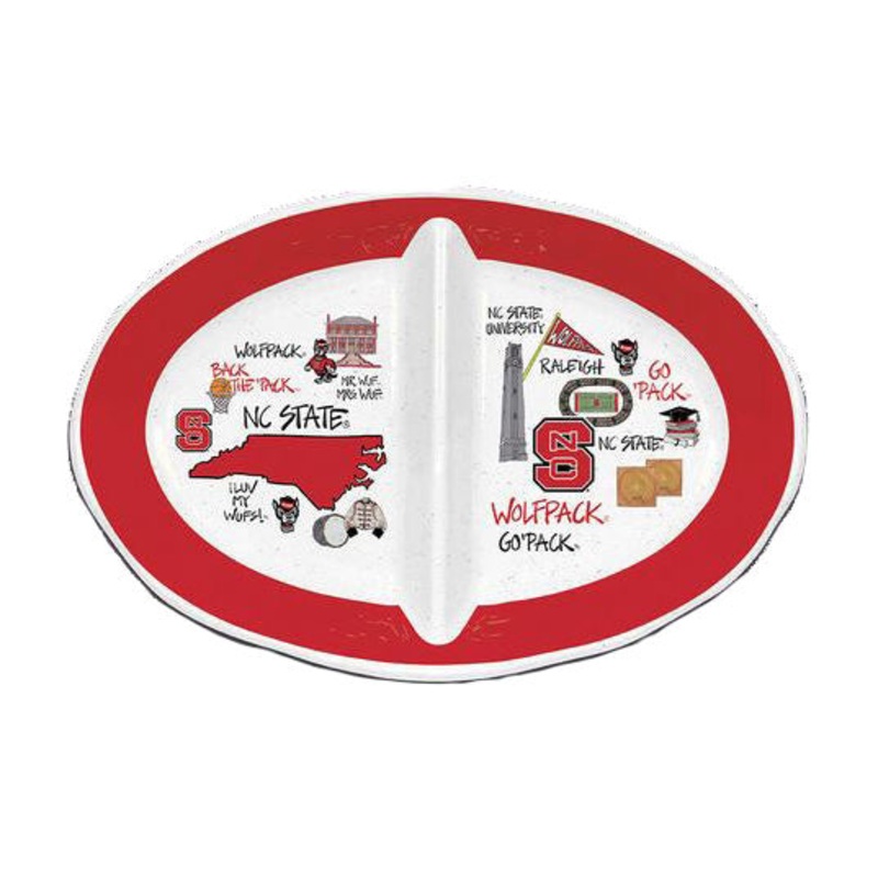 NC State Wolfpack 16.5×11.25 2-Section Melamine Platter
