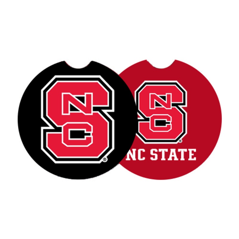NC State Wolfpack Block S Red and Black Car Coaster Set