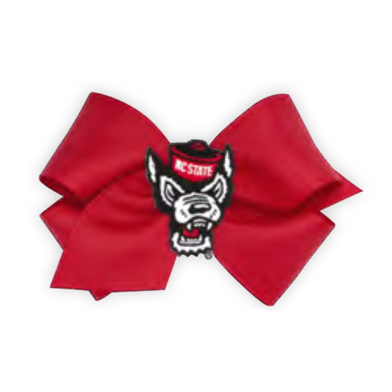 NC State Wolfpack Medium Red Wolfhead Hair Bow