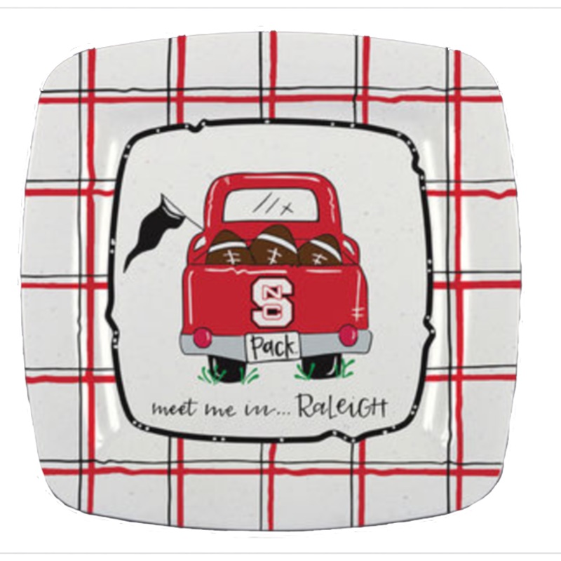 NC State Wolfpack Red Truck Meet Me In Raleigh Square Melamine Plate