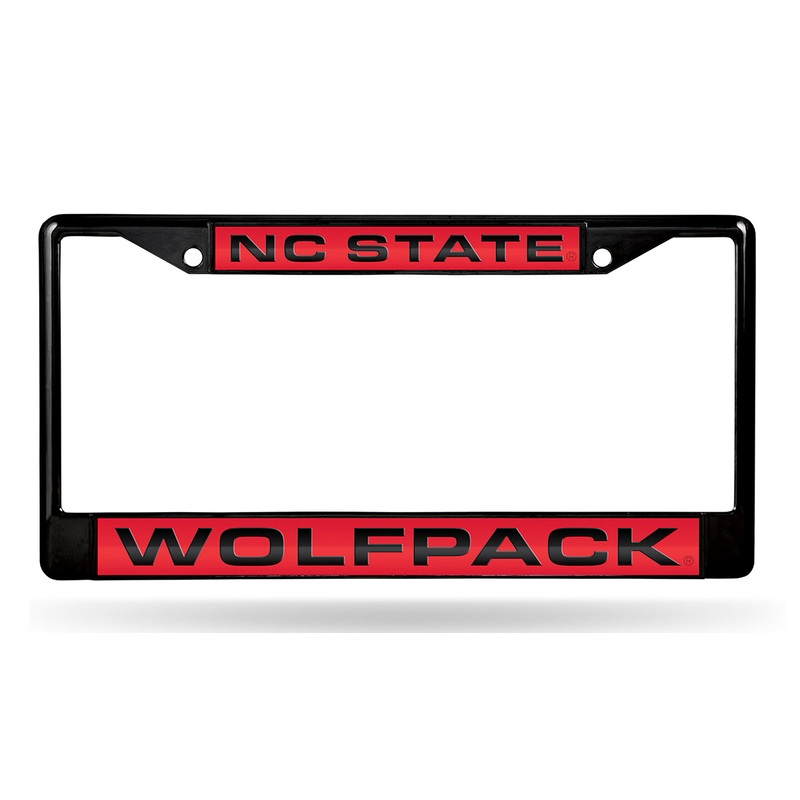 NC State Wolfpack Rico Black Laser Chrome License Plate Frame