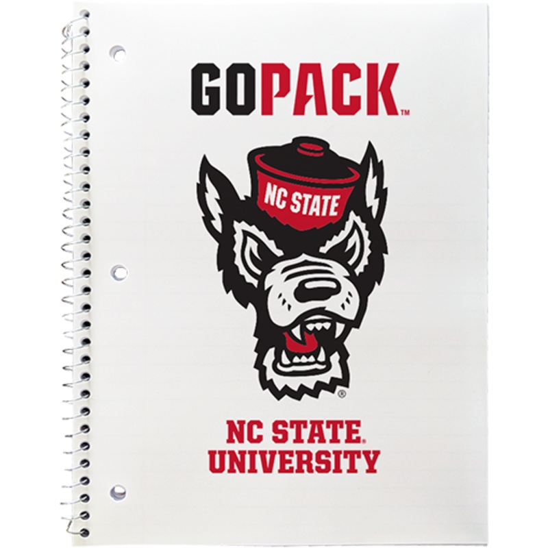 NC State Wolfpack White Go Pack Wolfhead Spiral Notebook