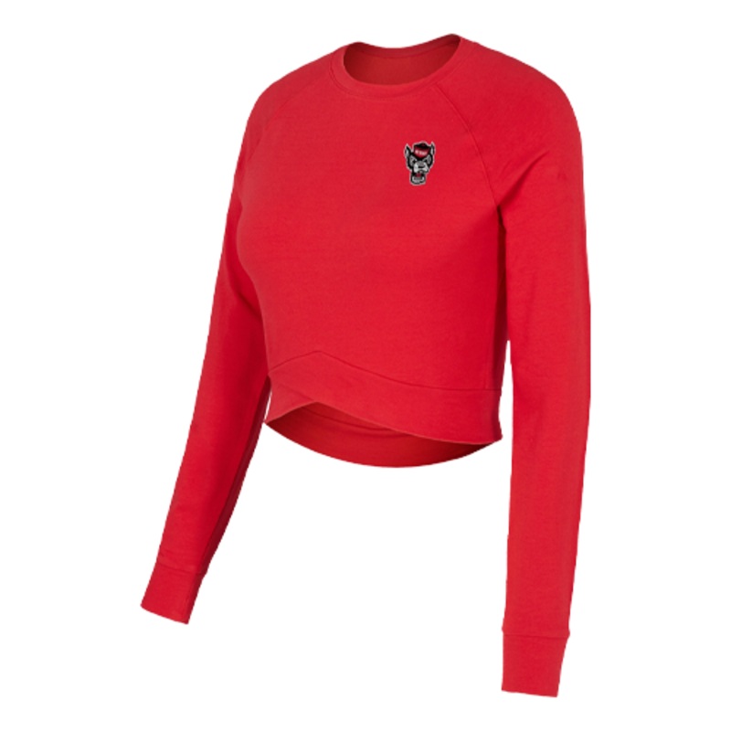 NC State Wolfpack Women’s Red French Terry Long Sleeve Crop Top