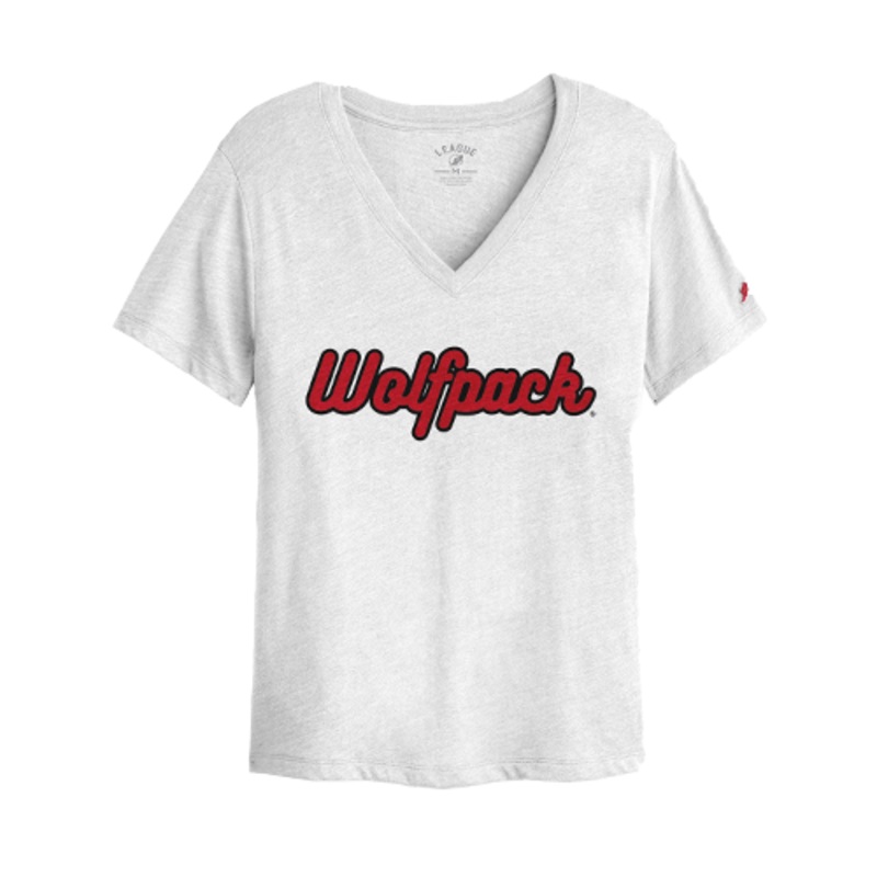 NC State Wolfpack Women’s White Intramural Boyfriend V-Neck T-Shirt
