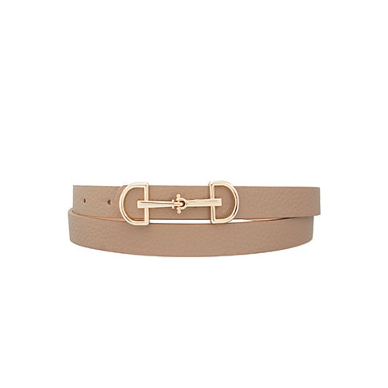 Bit Buckle Skinny Belt- Taupe