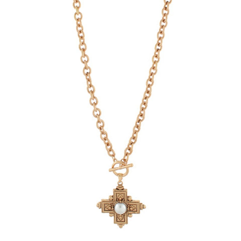 Byzantine Cross & Pearl Necklace