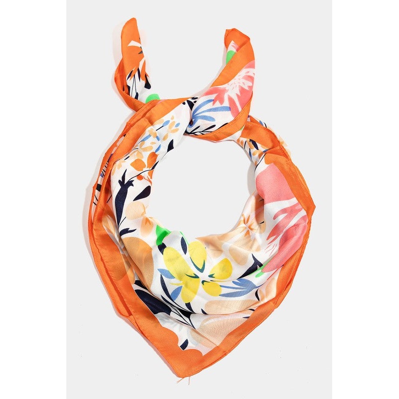 Floral Print Bandana in Orange