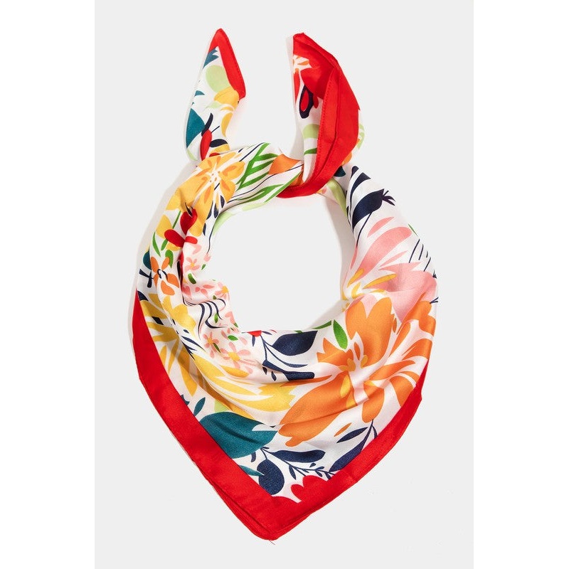 Floral Print Bandana in Red