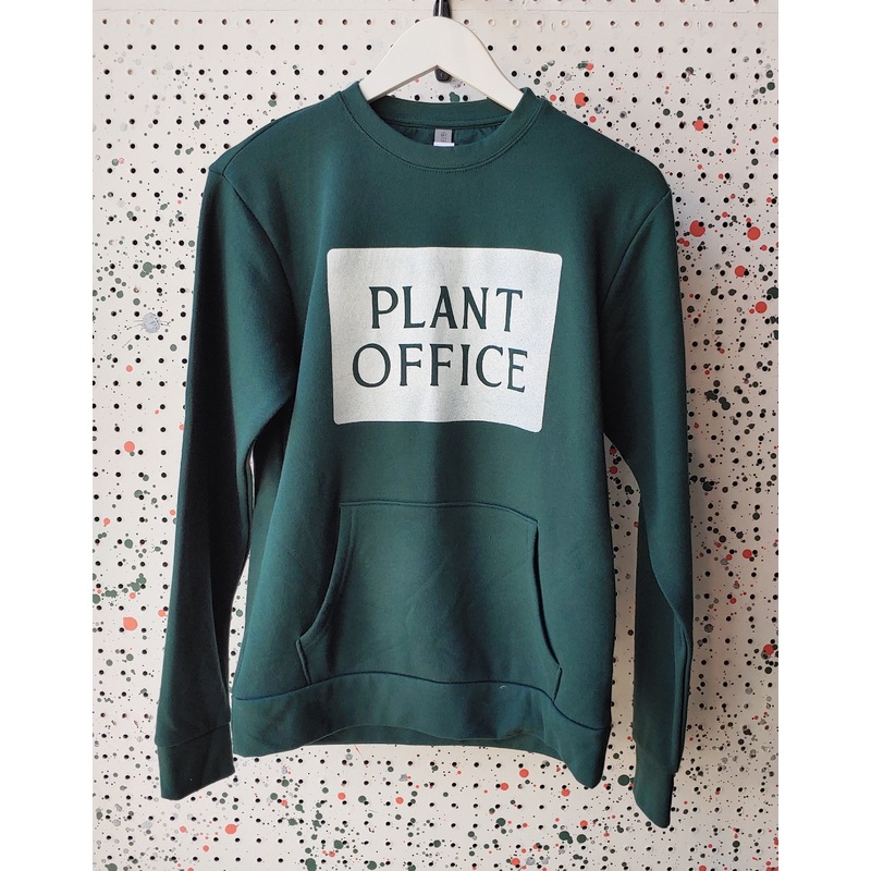 Forest Green Plant Office Pocket Crewneck Sweatshirt