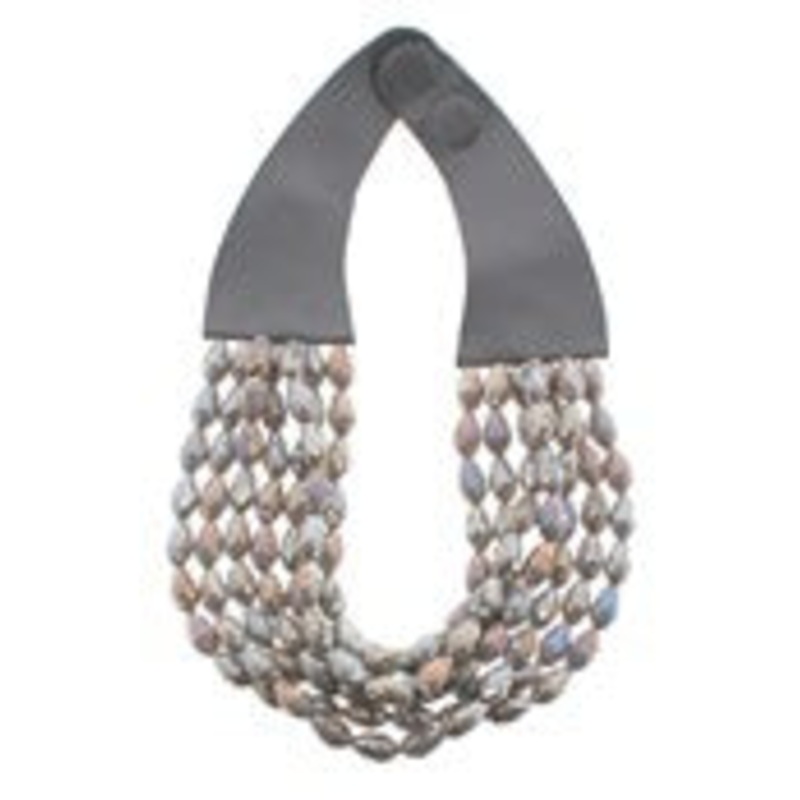 Glass Beaded Necklace-Grey
