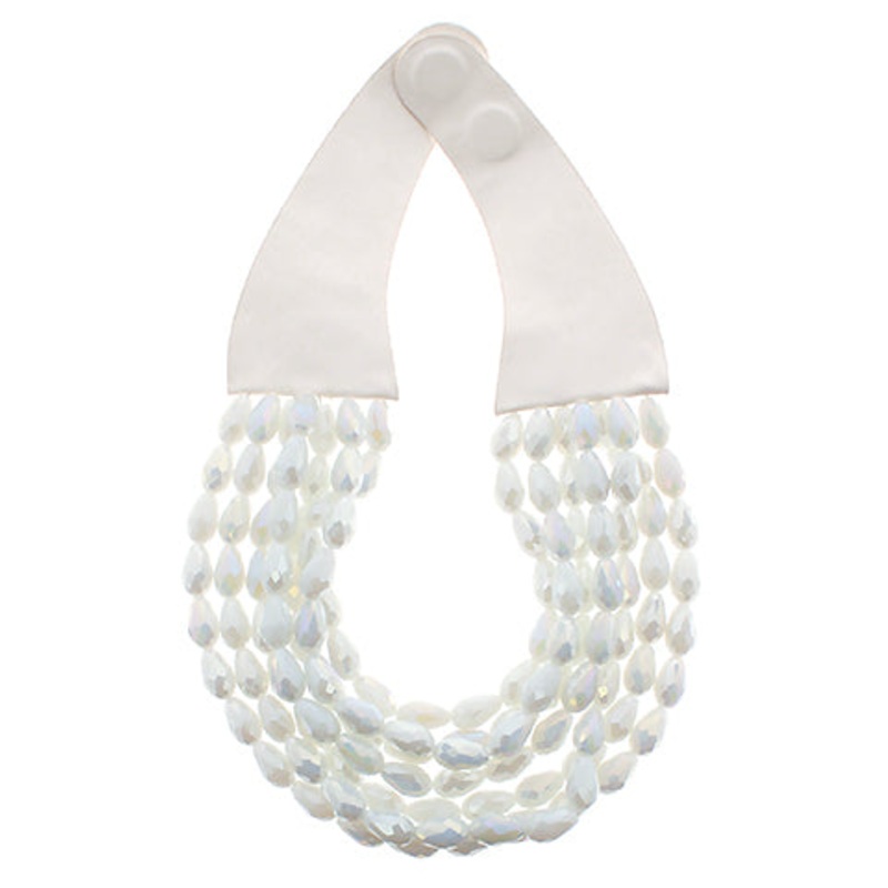 Glass Beaded Necklace-White