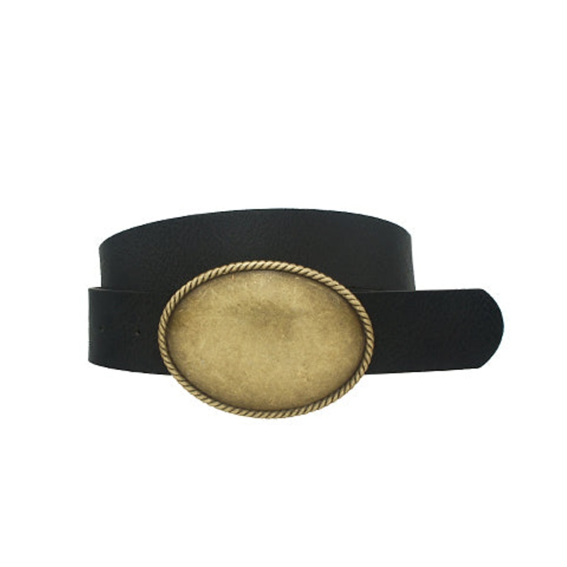Rope Oval Buckle Belt- Black