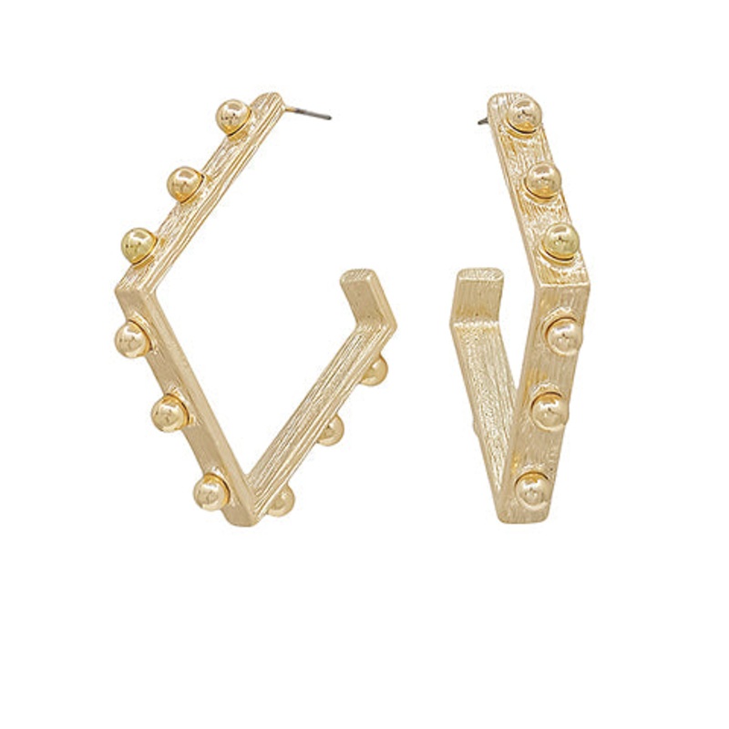 Stationed Beaded Hoops- Gold