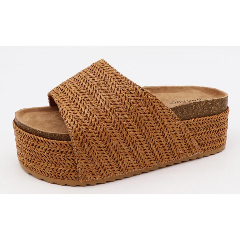 The Blowout Sandal in Cognac Raffia
