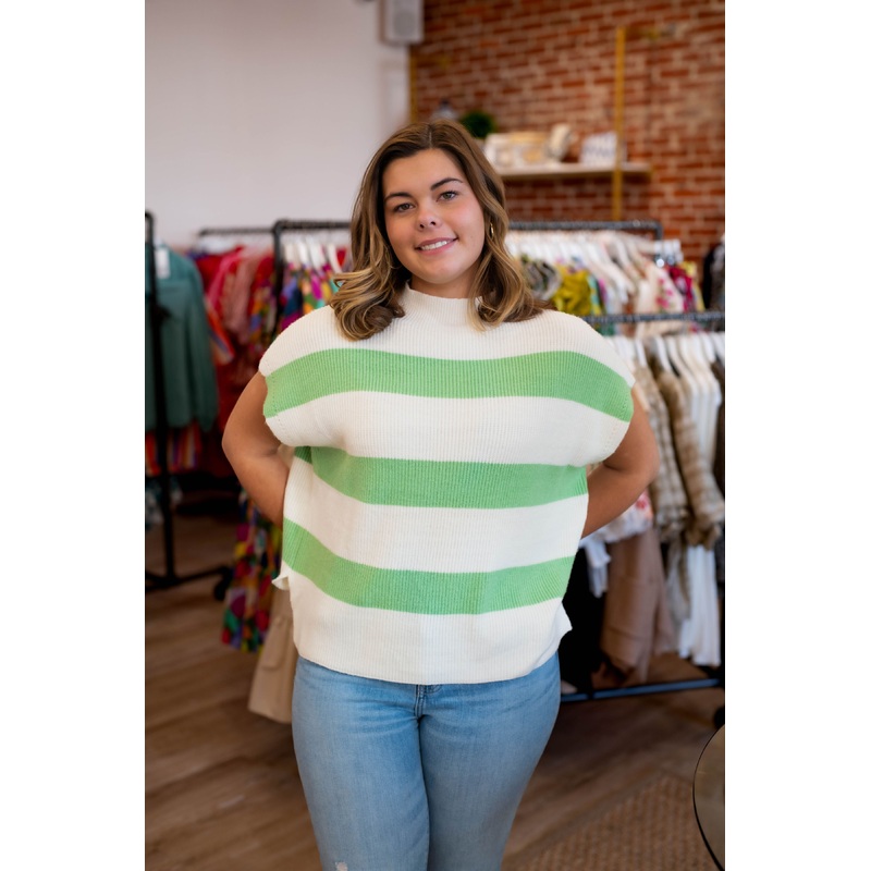 The Leah Knit Top in Green