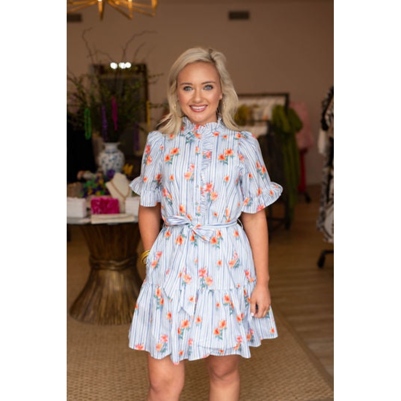 The Quinn Floral Dress in Blue