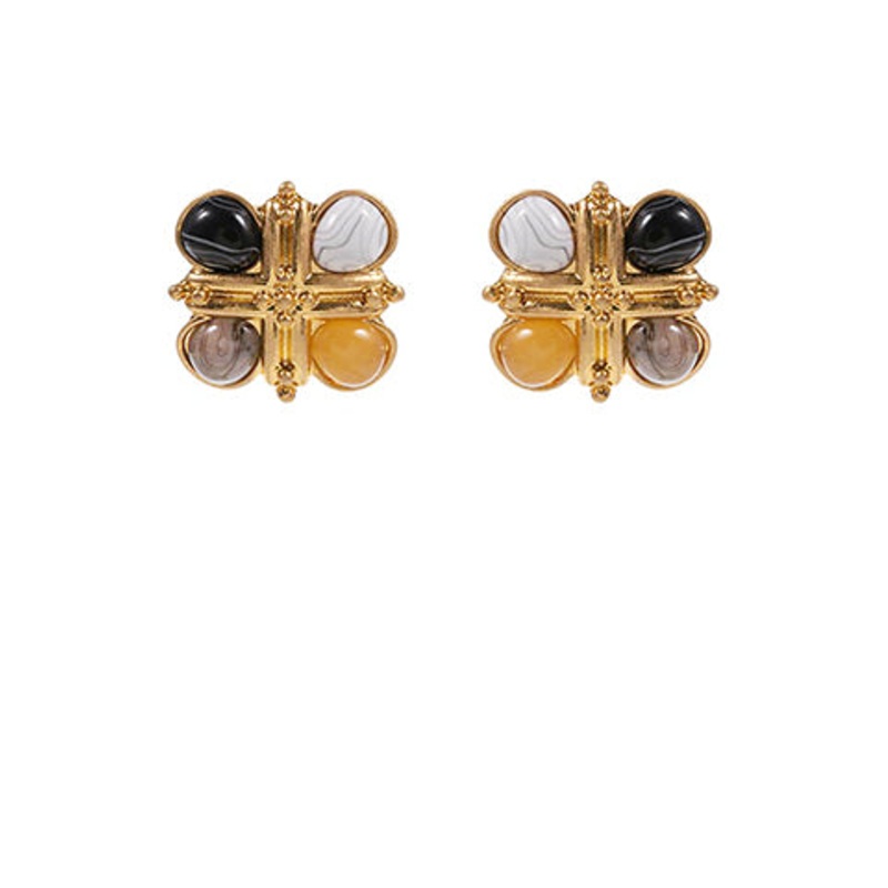 Vintage Studded Earrings- Howlite