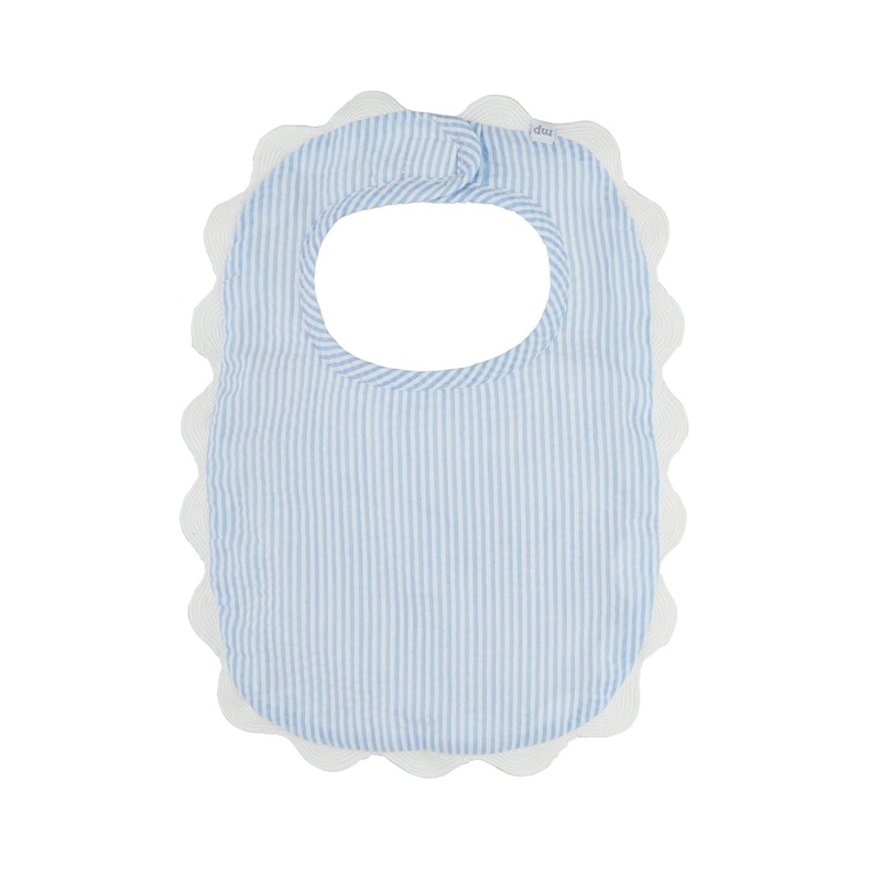 Blue Seersucker Scallop Bib