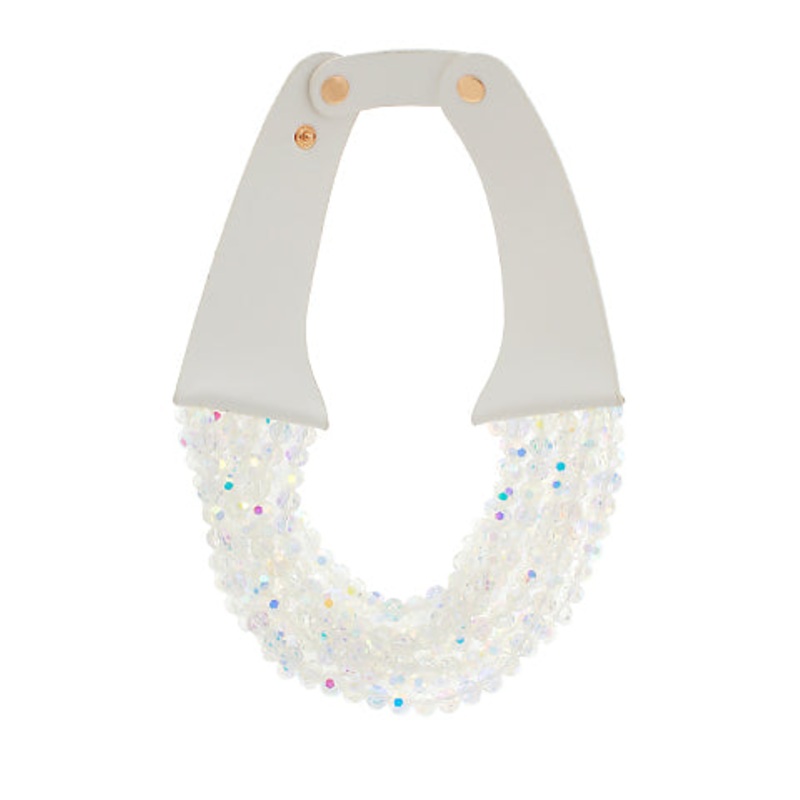 Multi Glass Beaded Necklace-White