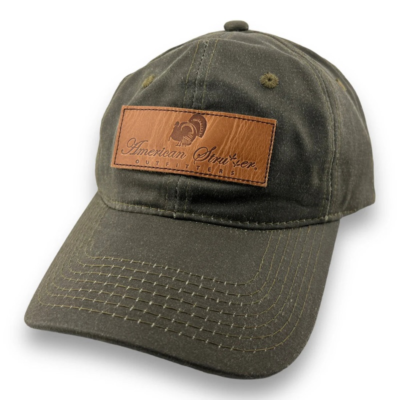 Olive Waxed Hat with Leather Patch