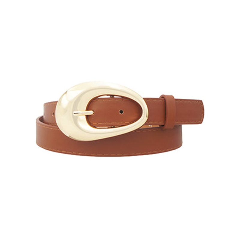 Teardrop Buckle Belt-Cognac