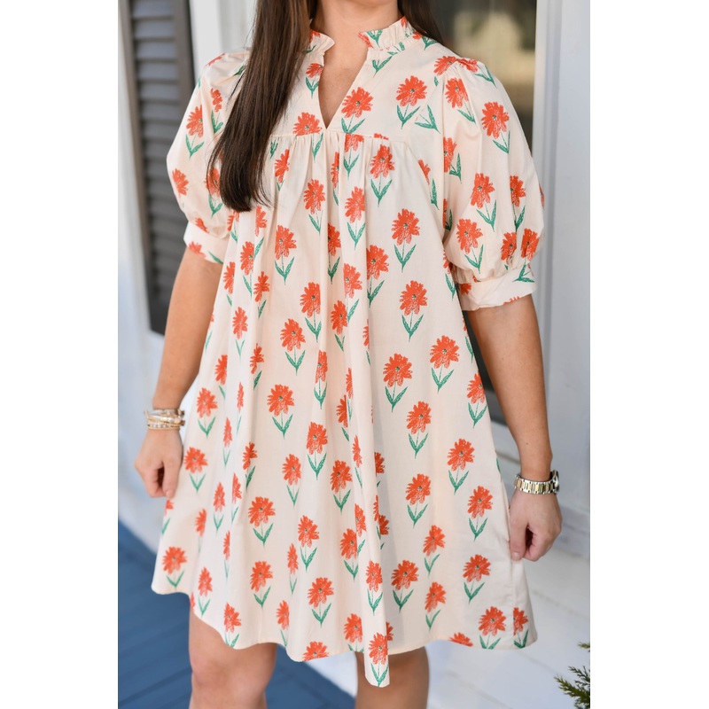 The Clanton Floral Dress in Ivory