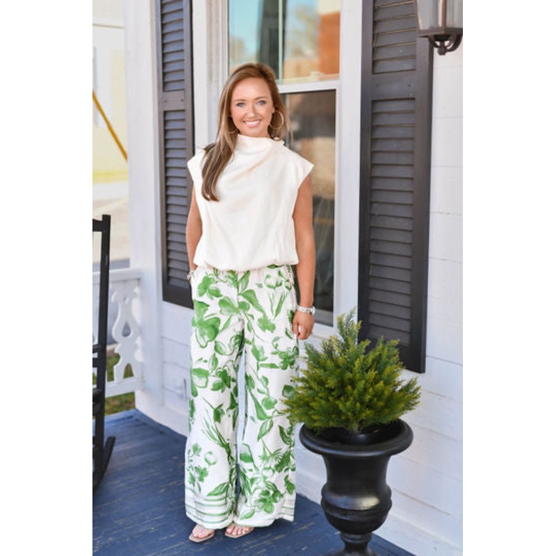The Katelyn Satin Pant in Green
