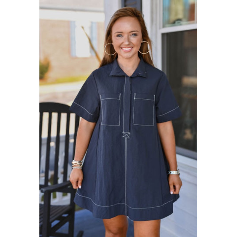 The Leah Dress in Navy