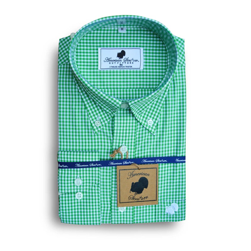Youth Gingham Button Down Shirt-Green