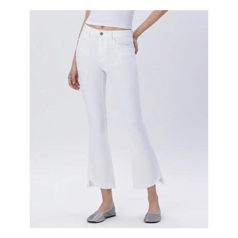 High Rise Slant Hem Crop Jeans
