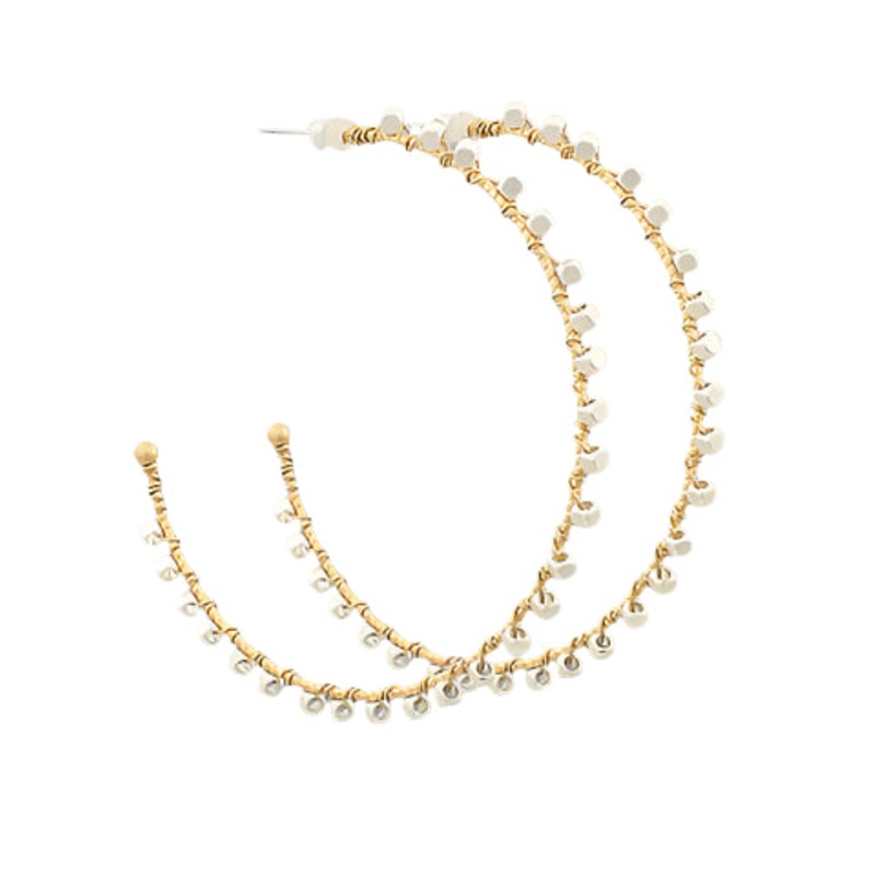 Metal Ball Beaded Hoops