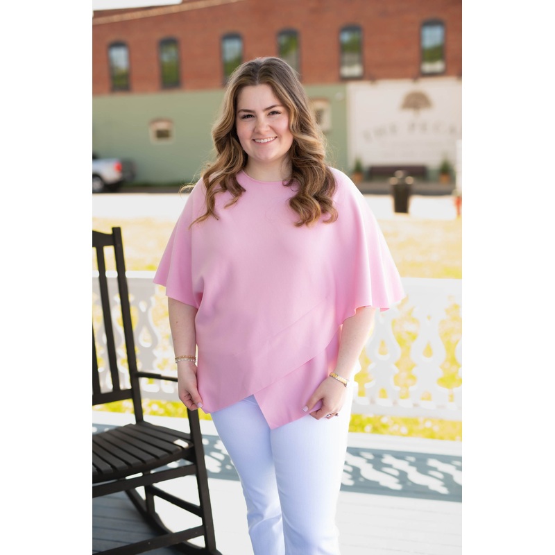 Scuba Crossover Poncho Top in Pink