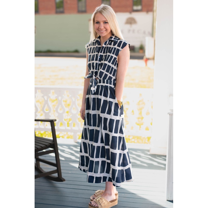 The Ellisa Dress in Navy