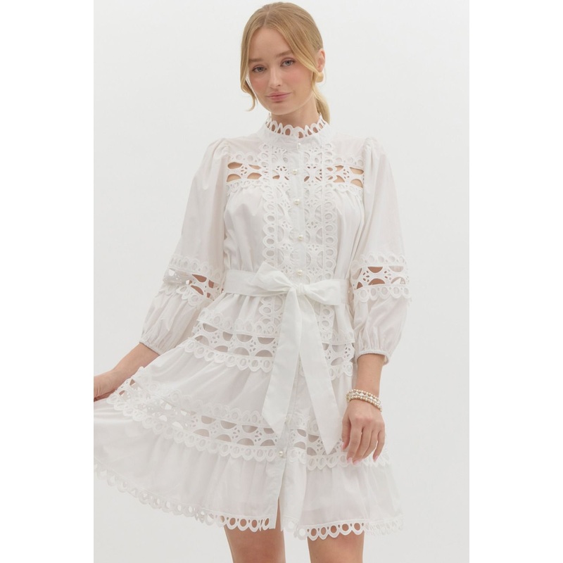 The Greta Lace dress in White