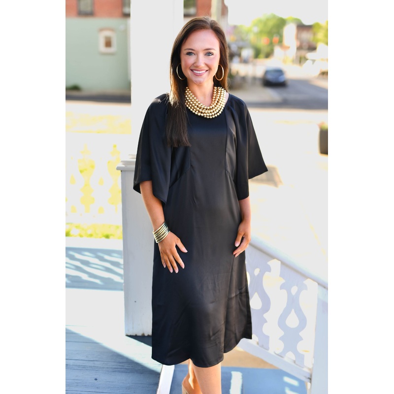 The Kai Satin Midi in Black