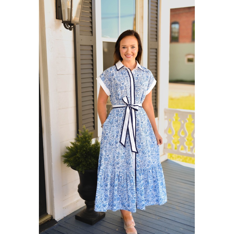 The Margot Floral Midi in Blue
