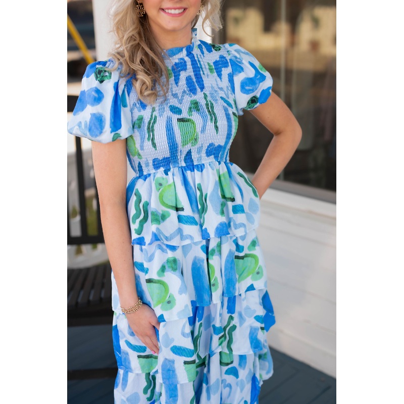 The Miah Midi Dress in Blue