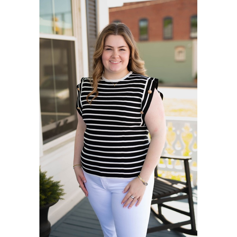 The Nora Striped Sleeveless Knit Top