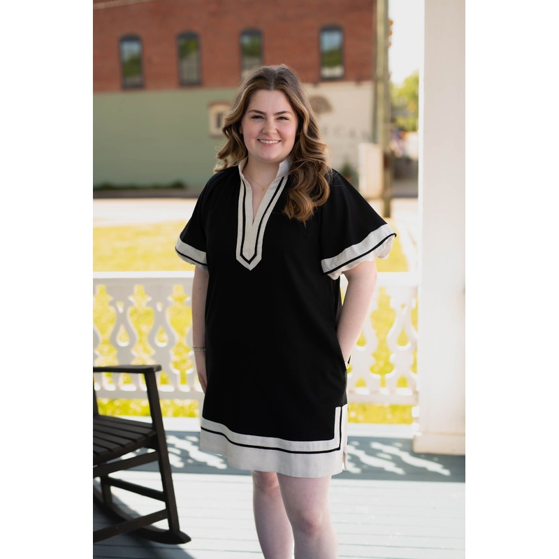 The Rachel Linen Dress in Black