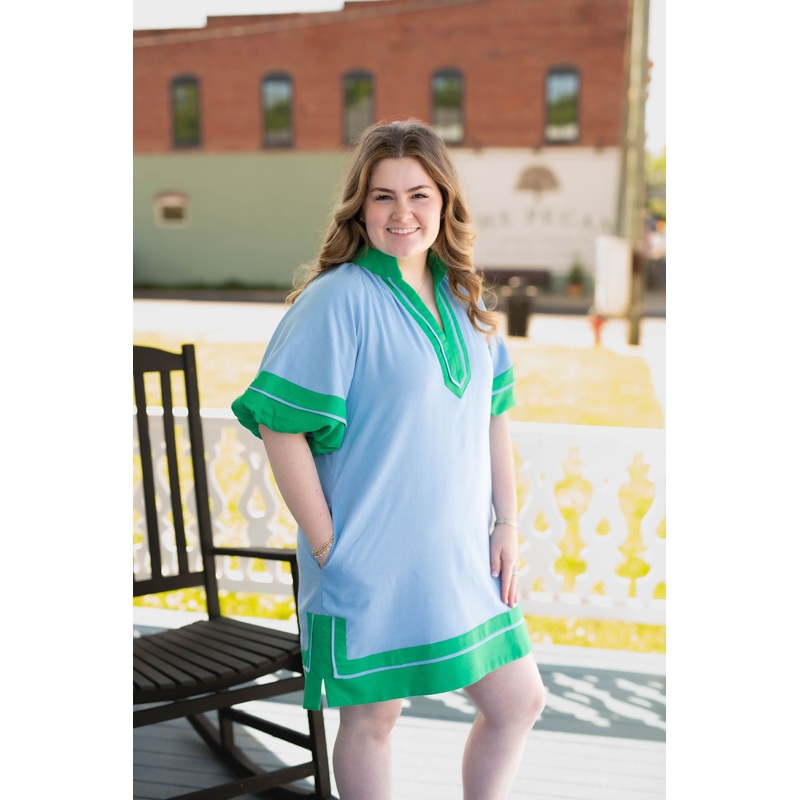The Rachel Linen Dress in Blue