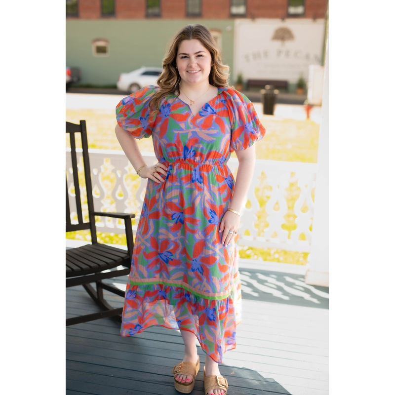 The Simone Midi Dress in Blue Mix