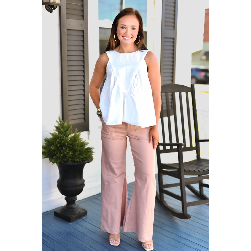 The Tate Flare Jean in Dusty Pink